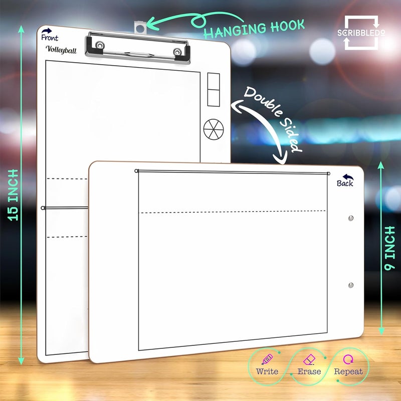 Scribbledo Volleyball Dry Erase Board for Coaches 15x9 Inch Volleyball Rotation Wheel Whiteboard Coaching Supplies Equipment Volleyball Accessories The Perfect Coach Gift - Image 2